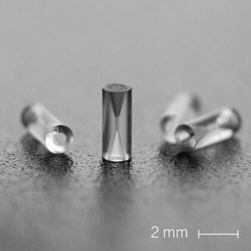 Fused silica ferrules with inner diameter of 126 µm matching the outer diameter of standard glass fibers. Such ferrules are generally used to mount and connect bare optical glass fibers. Due to the low and perfectly matched thermal expansion coefficient of the fused silica ferrule and optical glass fiber, UpQuartz is an ideal material for this application.