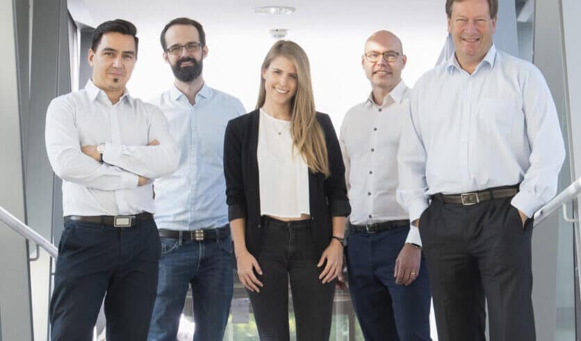 UpNano's management team: Aleksandr Ovsianikov, Peter Gruber, Denise Mandt, Henrik Åkesson, Bernhard Küenburg